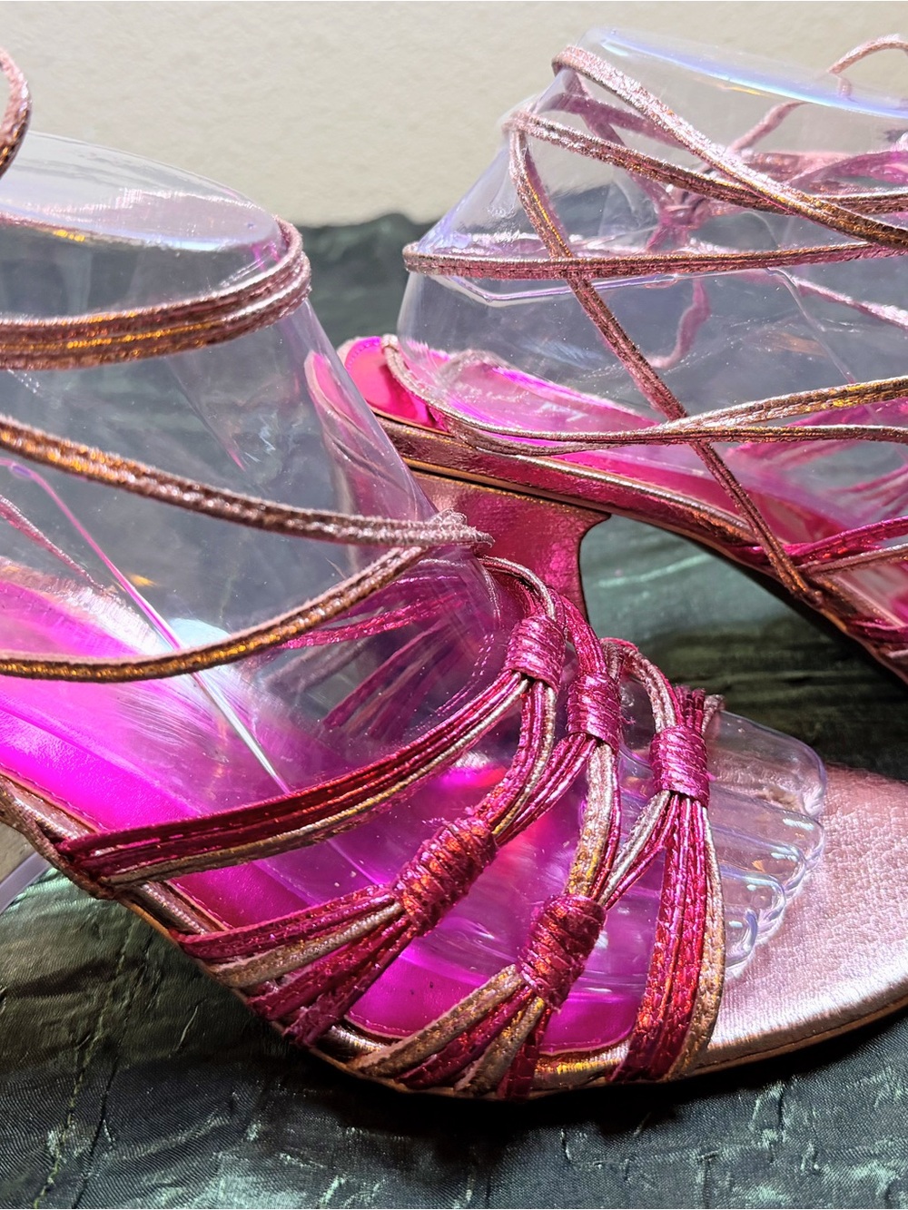Circus by Sam Edelman “Jocelyn” Multi Pink Colorway Strappy Lace-Up Ankle Heels. - Picture 2 of 7